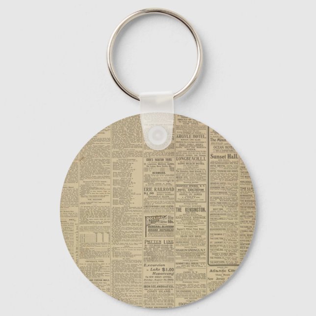 Vintage Newspaper background Keychain (Front)