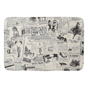 Vintage Newspaper  Bath Mat
