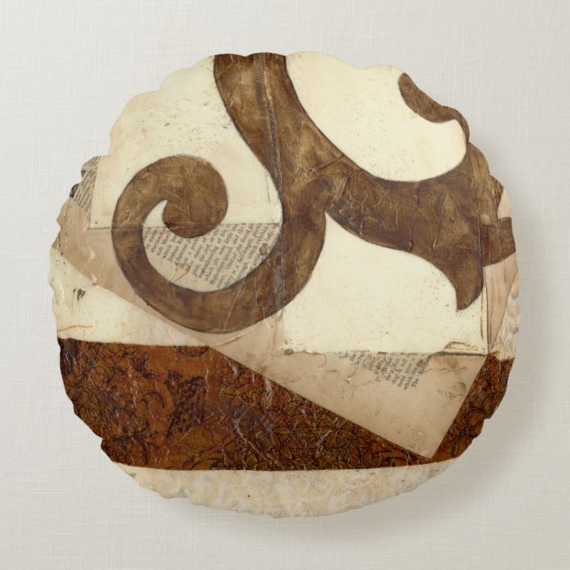 Vintage Newspaper Clipping Round Pillow (Front)