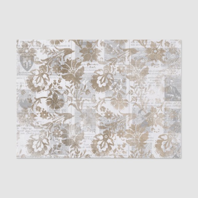 Vintage Newspaper Collage Tissue Paper (Front)