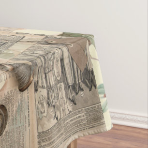 vintage newspaper composition tablecloth