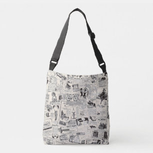 Vintage Newspaper   Crossbody Bag