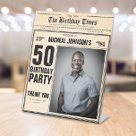 Vintage Newspaper Custom 50th Birthday Welcome Pedestal Sign<br><div class="desc">Vintage Newspaper Custom 50th Birthday Welcome Pedestal Sign. A cool and humourous birthday Welcome Sign that looks like a vintage newspaper!  It is customizable and can be used for any age birthday party! Need help with this design template? Contact the design by clicking on the 'Message' button below.</div>