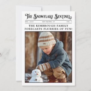 Vintage Newspaper Custom Headline Photo Christmas Holiday Card