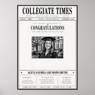 Vintage Newspaper Graduation Autograph Poster