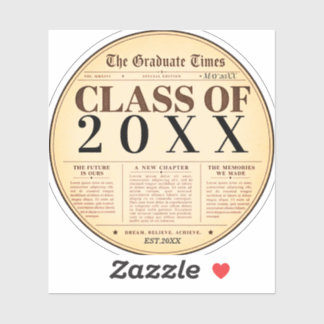 Vintage Newspaper Graduation Class of 20XX Sticke