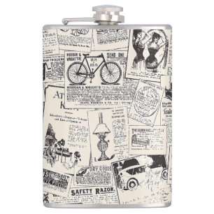 Vintage Newspaper   Hip Flask
