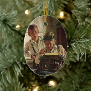 Vintage Newspaper Journalists, Writers Typewriter Ceramic Ornament