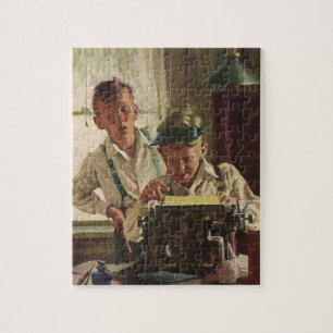 Vintage Newspaper Journalists, Writers Typewriter Jigsaw Puzzle