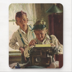 Vintage Newspaper Journalists, Writers Typewriter Mouse Pad