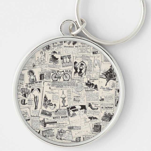 Vintage Newspaper   Keychain (Front)
