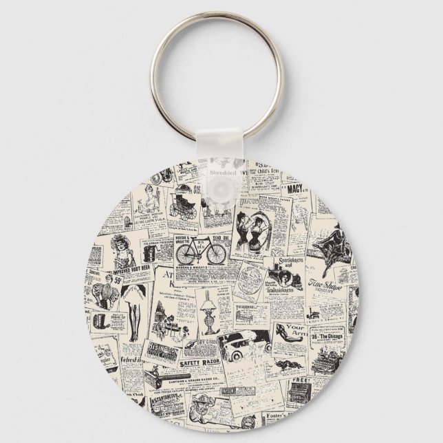 Vintage Newspaper Keychain (Front)