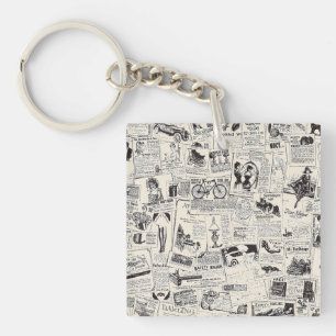 Vintage Newspaper  Keychain