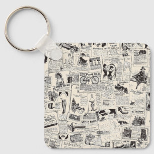 Vintage Newspaper   Keychain