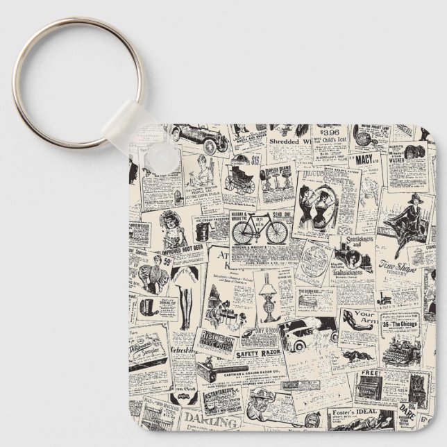 Vintage Newspaper   Keychain (Front)