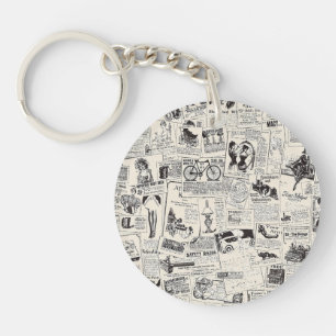 Vintage Newspaper Keychain