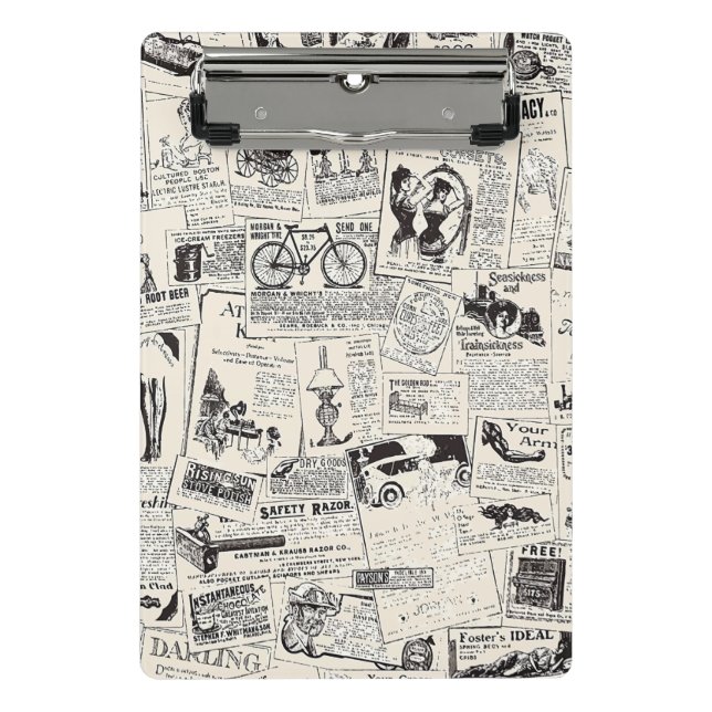 Vintage Newspaper Mini Clipboard (Front)