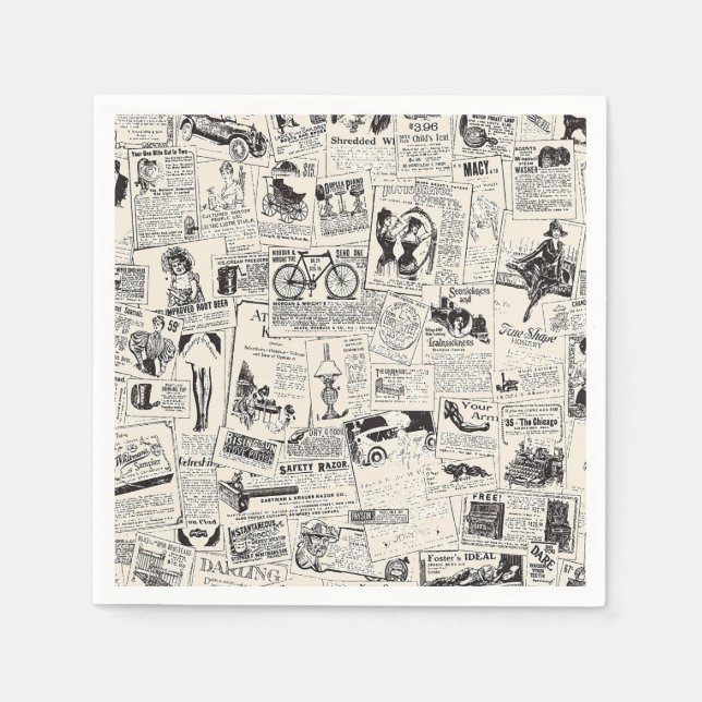 Vintage Newspaper   Napkin (Front)