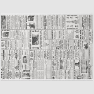 Vintage Newspaper News Black & White Decoupaging  Tissue Paper