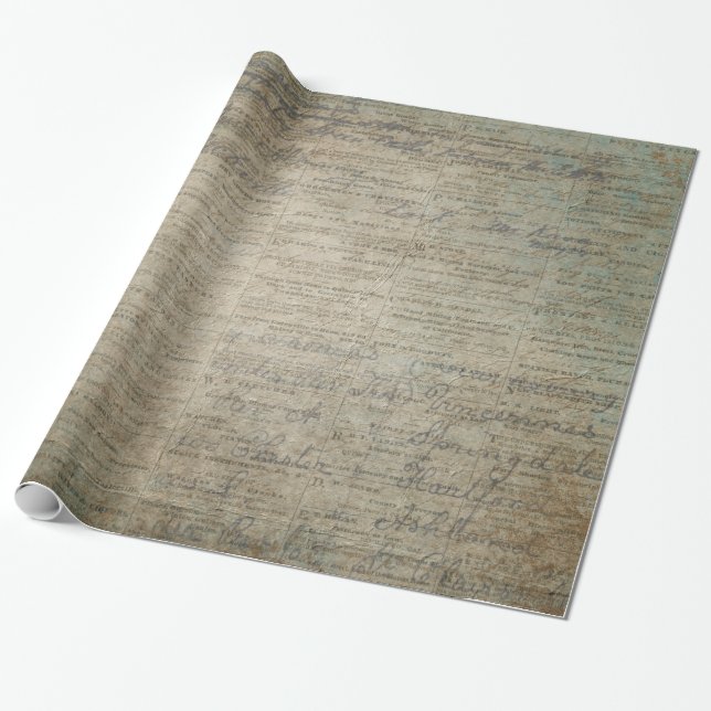 Vintage Newspaper Painted Wrapping Paper (Unrolled)