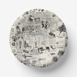 Vintage Newspaper  Paper Plate