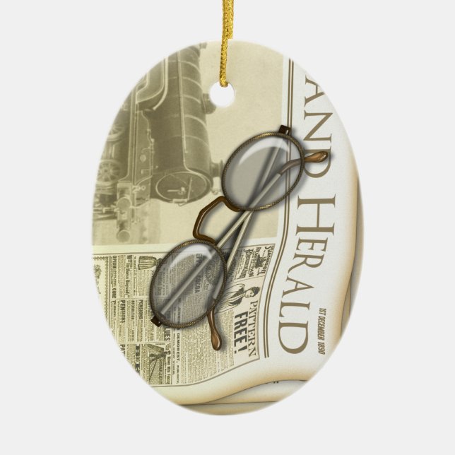 Vintage Newspaper Personalized Ornament (Front)