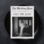 Vintage Newspaper Photo Wedding Save the Date Invitation<br><div class="desc">Surprise your loved ones with this modern,  stylish invitation featuring trendy newspaper look and your custom details. Easily add your own info by clicking on the "personalize" option.</div>