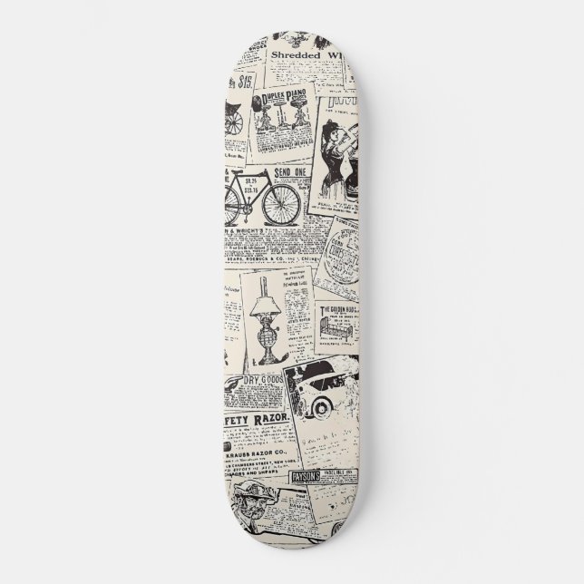 Vintage Newspaper  Skateboard (Front)