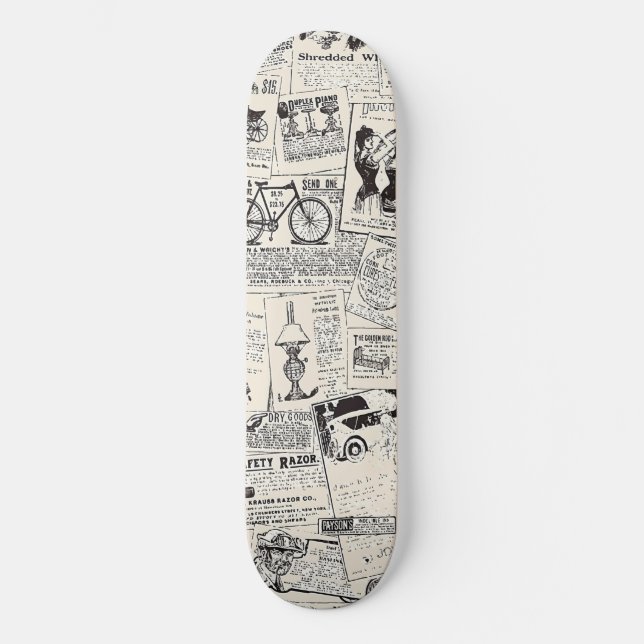 Vintage Newspaper   Skateboard (Front)