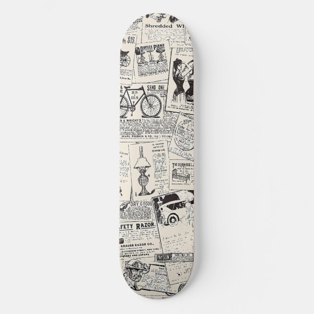 Vintage Newspaper   Skateboard (Front)