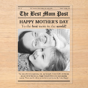 Vintage Newspaper Style Mother’s Day Card Acrylic Invitations