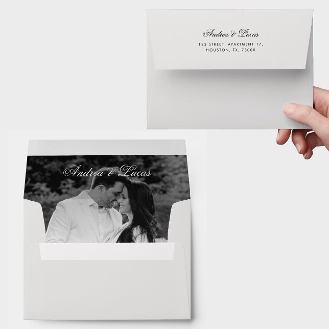 Vintage Newspaper Style Photo Elegant Wedding Envelope (Creator Uploaded)