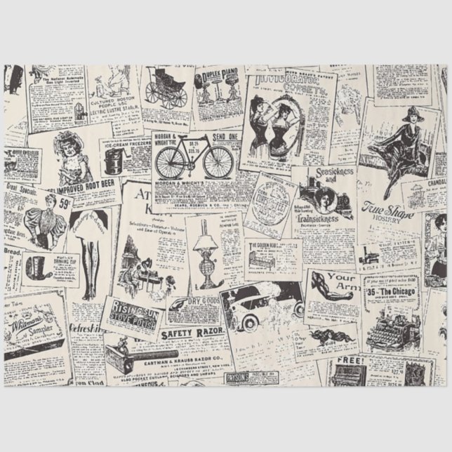 Vintage Newspaper   Tissue Paper (Front)