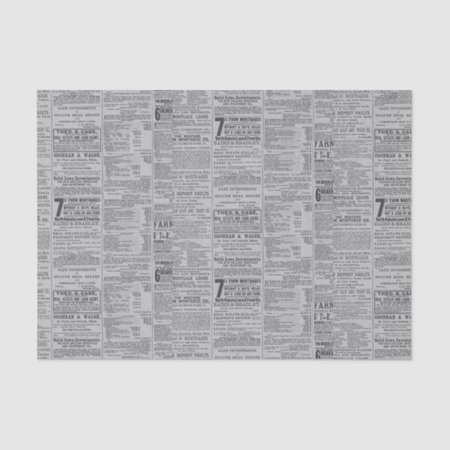 Vintage Newspaper Tissue Paper (Front)