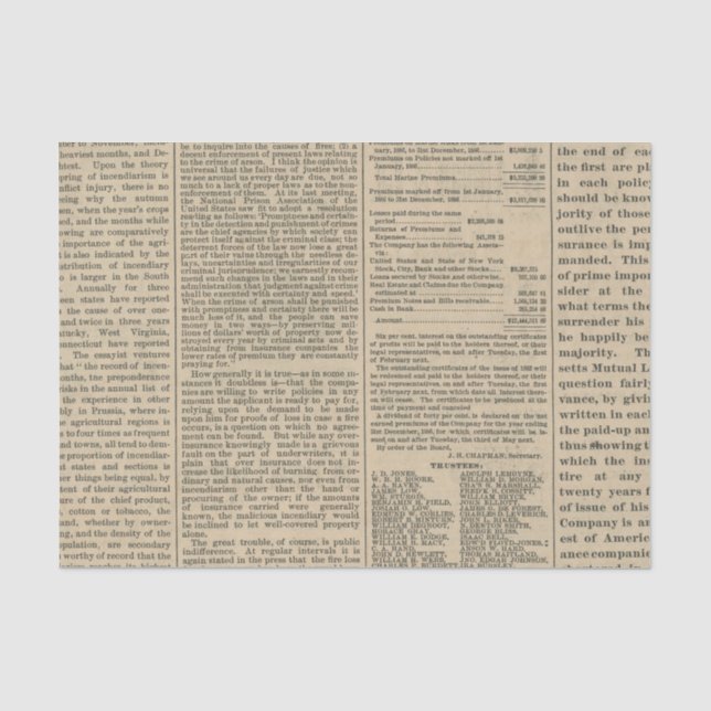 Vintage Newspaper Tissue Paper (Front)