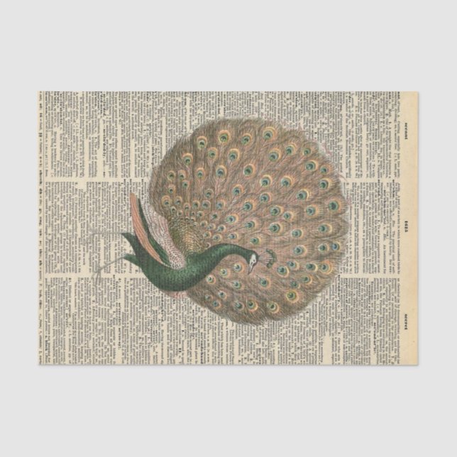 Vintage Newspaper with Pheasant Decoupage Tissue Paper (Front)