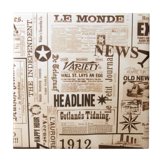 Vintage Newsprint Tile (Front)
