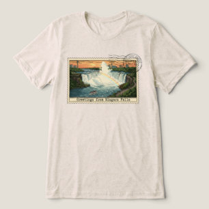 Vintage Niagara Falls Postage Stamp Tri-Blend Shirt