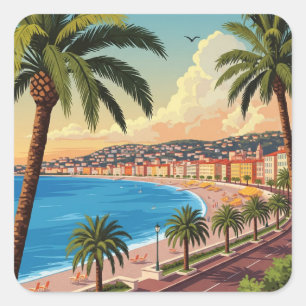 Vintage Nice France Travel Square Sticker