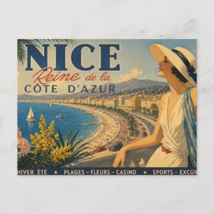 Vintage Nice Reine Cote D'Azur Postcard
