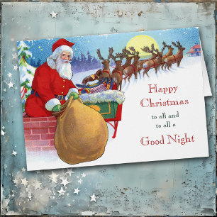 Vintage Night Before Christmas Santa Holiday Card