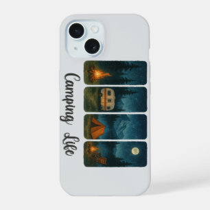 Vintage Night Camping iPhone 15 Case