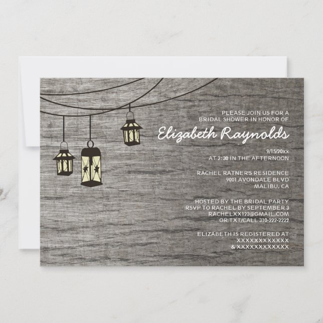 Vintage Night Light Bridal Shower Invitations (Front)