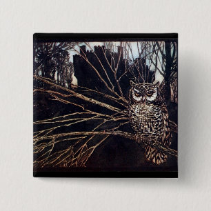 Vintage Night Owl Rackham 2 Inch Square Button