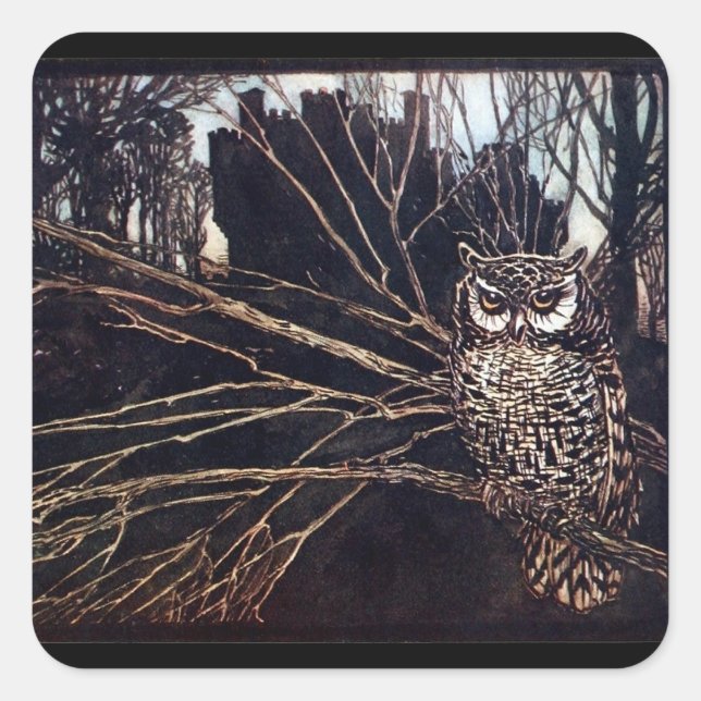Vintage Night Owl Rackham Square Sticker (Front)