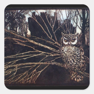 Vintage Night Owl Rackham Square Sticker