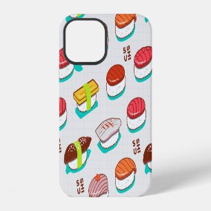 Vintage nigiri sushi, doodle pattern iPhone 12 case