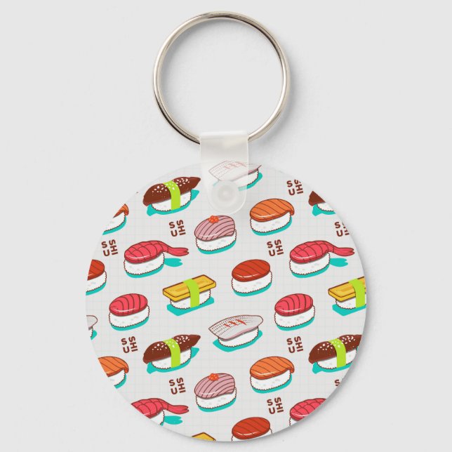 Vintage nigiri sushi, doodle pattern keychain (Front)