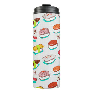 Vintage nigiri sushi, doodle pattern thermal tumbler
