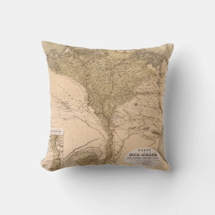 Vintage Nile River Delta 1859 Poster Throw Pillow